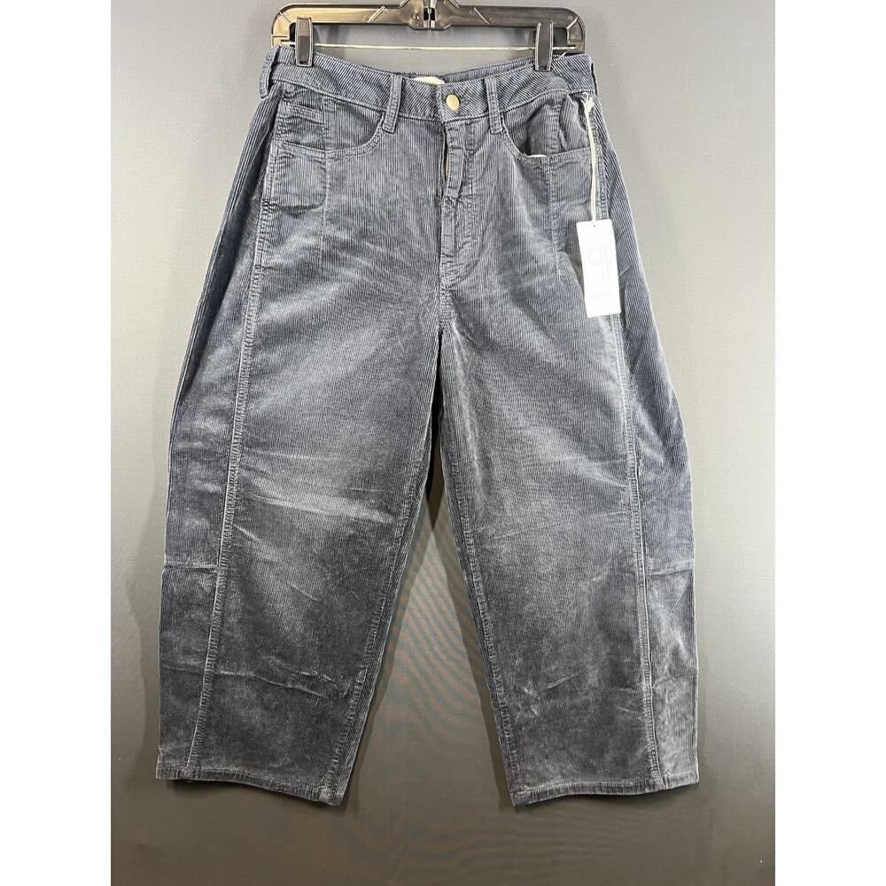 Anthropologie Kenna Mid-Rise Heritage Barrel Jeans Corduroy Edition Size 28 Blue